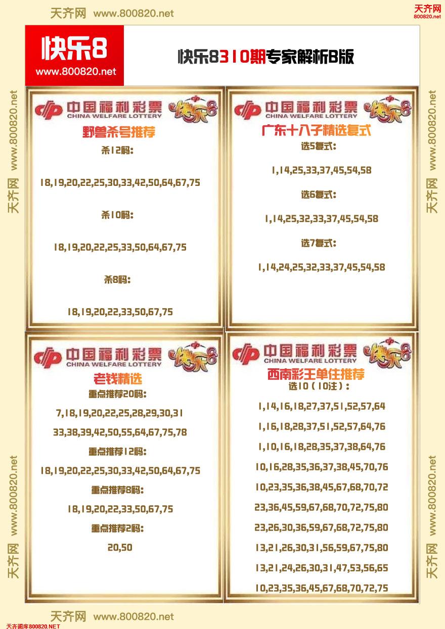 快乐8专家解析B版
