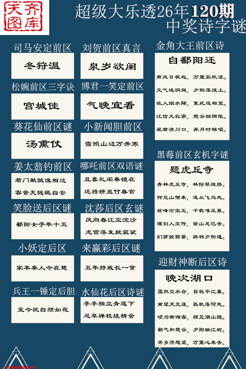 大乐透中奖诗图迷